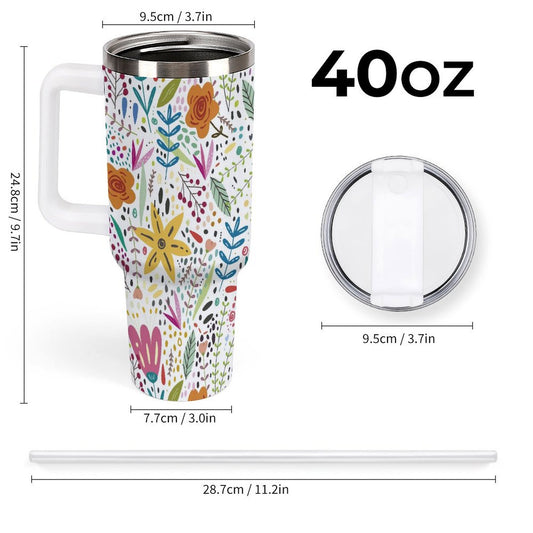 POD US Local Tumbler 40 oz Large Capacity Car Cup Flower