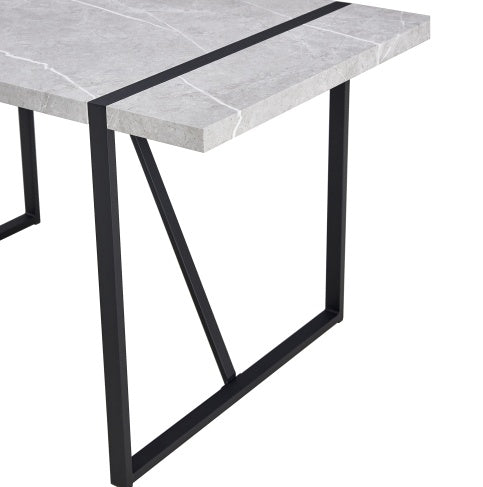 USA Local Modern Dining Table, 55 Inch Kitchen Table For 4 People, Rectangular Dinner Table For Dining Room, Home Office, Living Room Furniture, Easy Assembly,