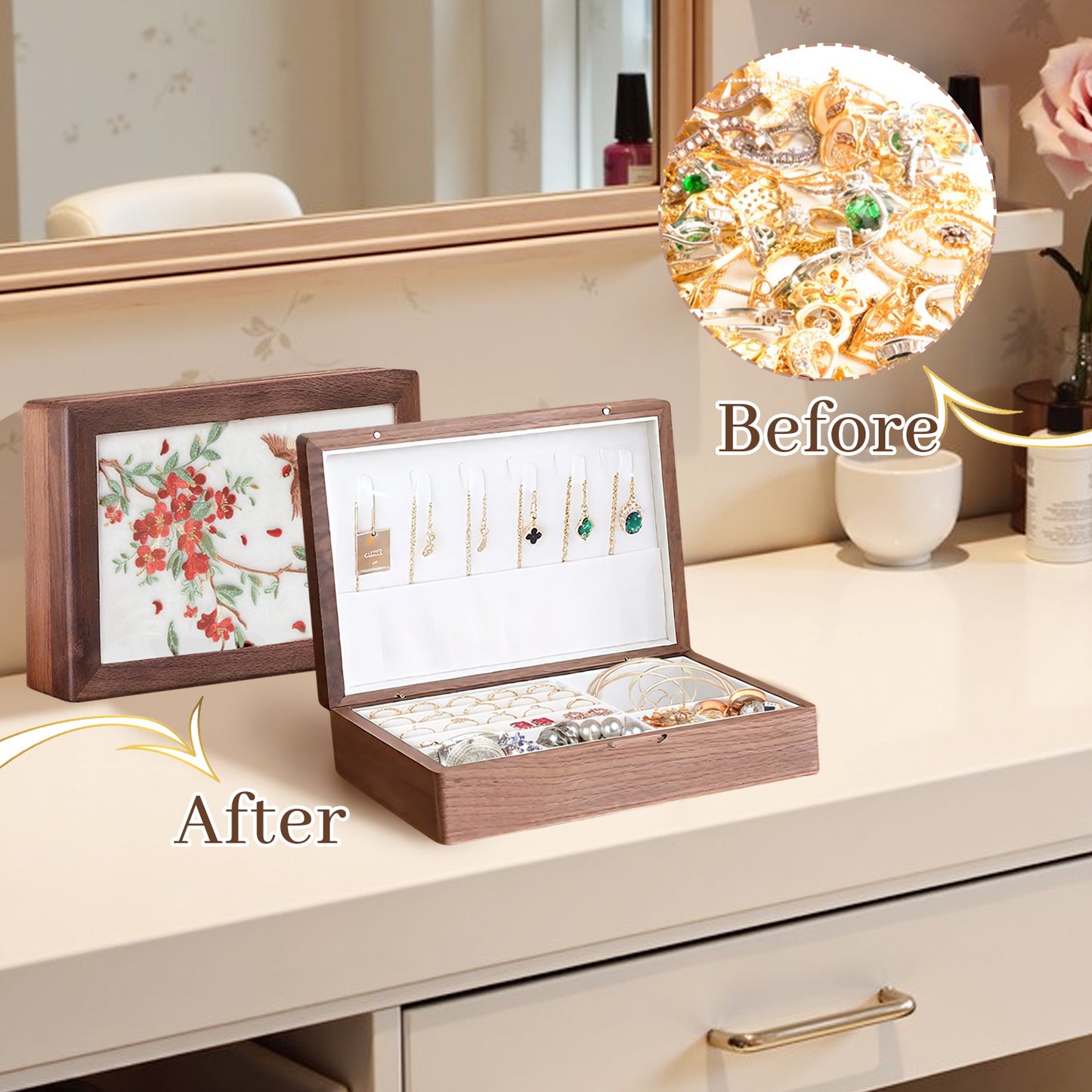 US Local Solid Wood Jewelry Storage Box