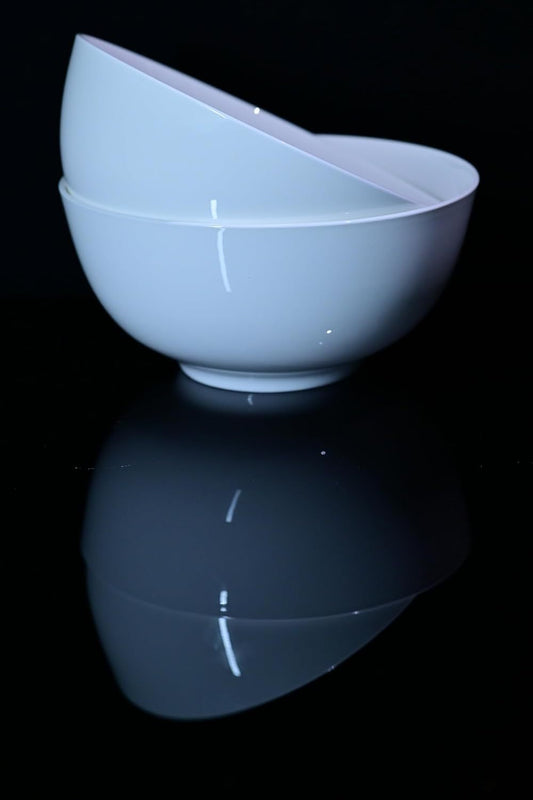 US Local Lily Bone China Dinnerware Set, 2 Pieces, 8-inch White Large Deep Ceramic, Soup, Cereal, Oatmeal, Fruit, Rice Bowl, Plates, Dishes