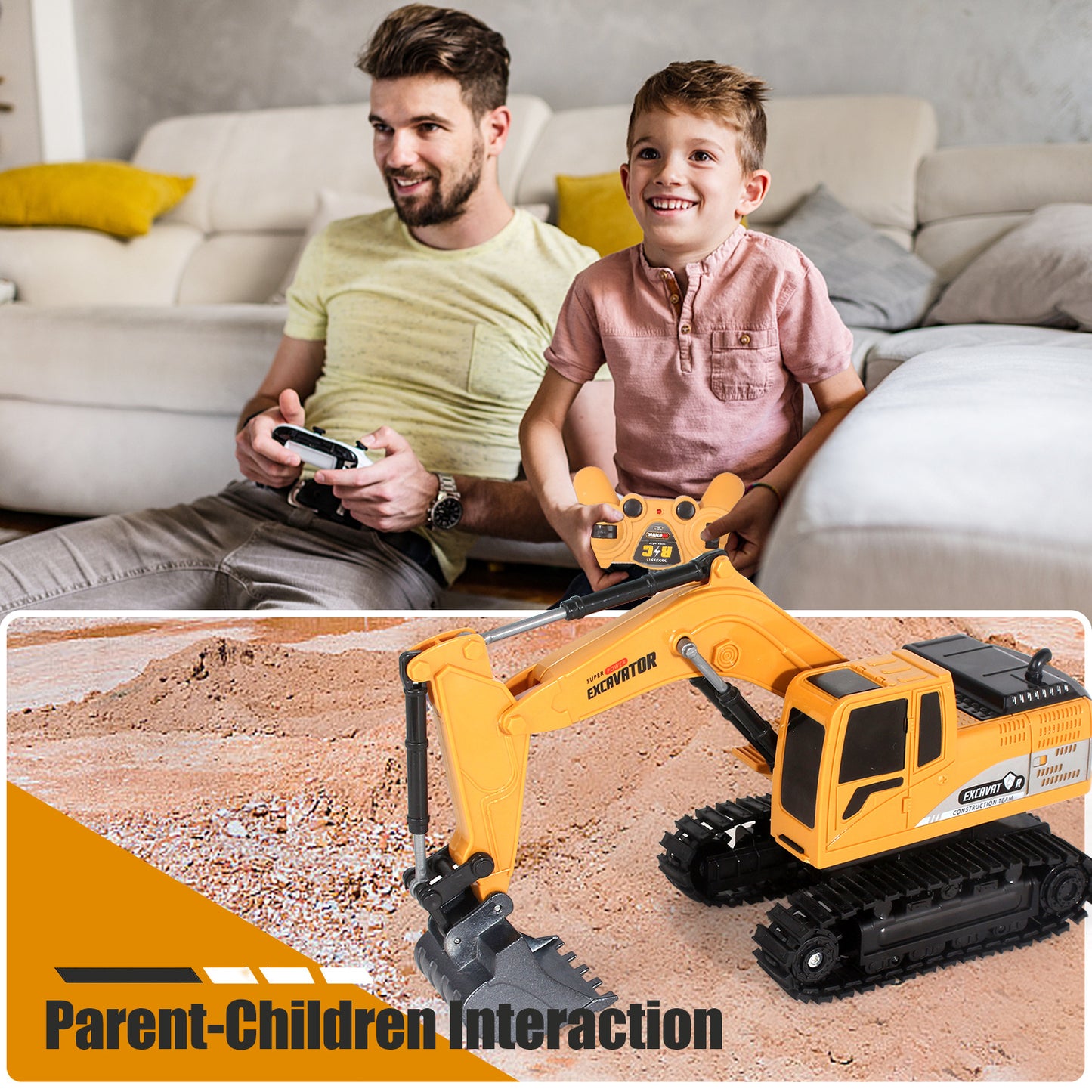 US Local 2025 Remote Control Excavator RC Digger Truck Construction Vehicles Boys Toys,with Metal Shovel & Light.Boy Presents, Birthday Presents,Logistics Is Sent Randomly By UPS,USPS