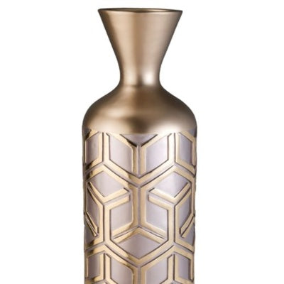 22 Tall Polyresin Decorative Vase, Weave Rose Gold Design