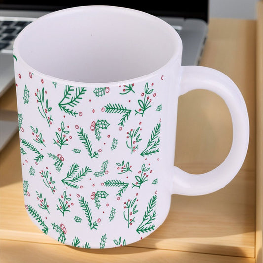 POD US Local White mug with full print, Christmas Green 0073