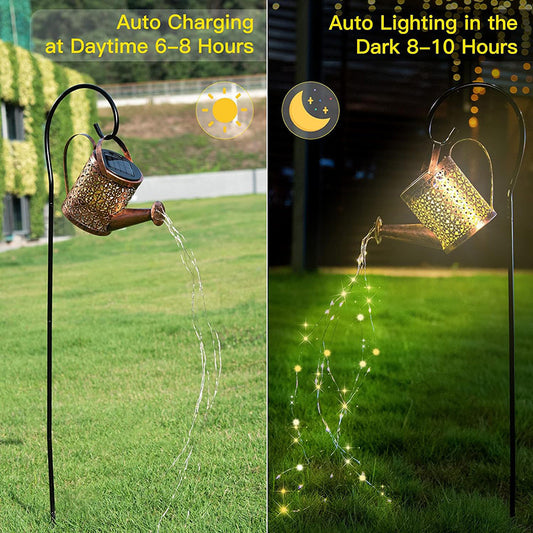 US Local 2 PCS LED Watering Can Solar Light Strings, Solar Lights Outdoor Decorative Lamp, Solar Lantern Outd
