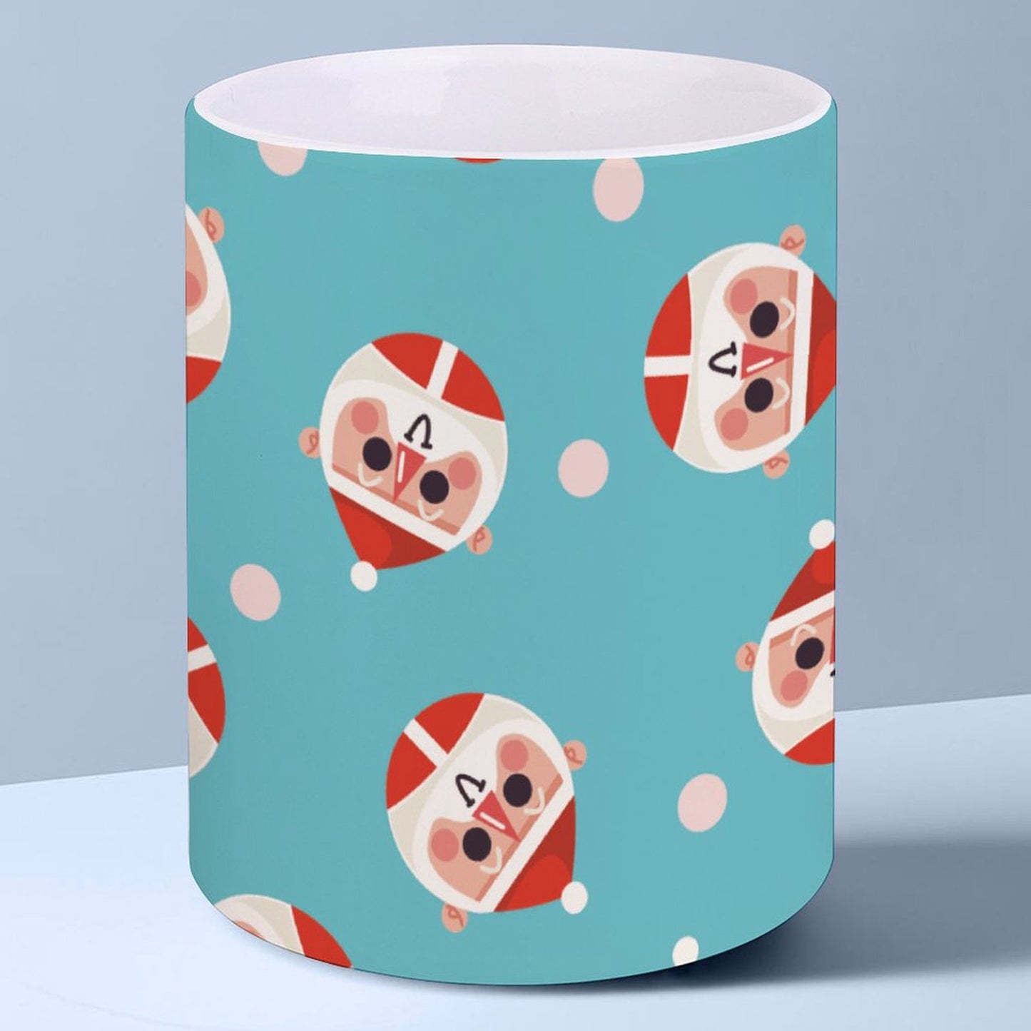 POD US Local White mug with full print, Christmas Santa Claus Circle Blue 0070