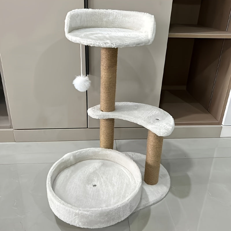 US Local Luxury Cat Tree With Scratching Posts - Easy To Assemble, Wooden Fiber Structure, Suitable For Cats.