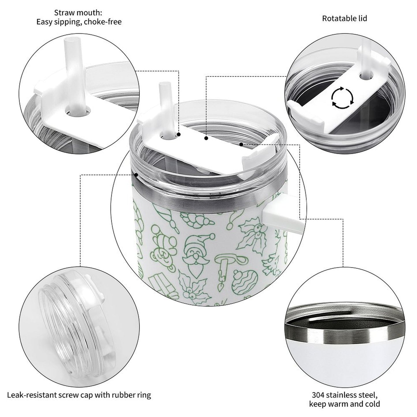 PHDT00281 POD US Local Tumbler 40 oz Large Capacity Car Cup Christmas