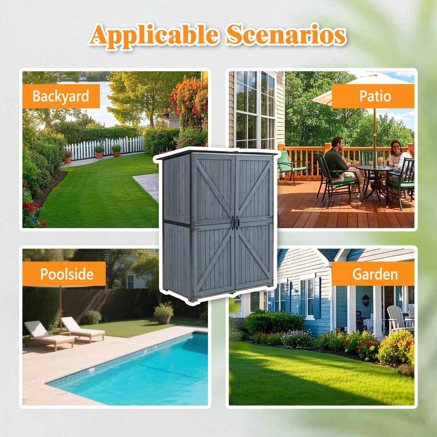 US Local The Storage Shed Is Made Of A Sturdy Metal Frame And Durable Fir Wood, Which Is Sturdy And Durable. The Entire Frame Is Weather-resistant, Making It An Ideal Choice For Your Outdoor Living Space. The