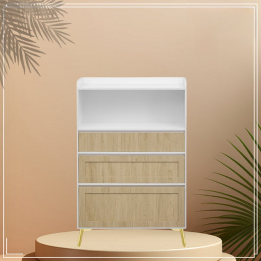 US Local Modern Design White Solid Wood Frame Three Drawer Storage Cabinet