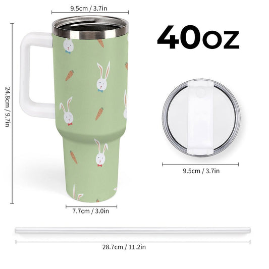 PHDT00524 POD US Local Tumbler 40oz Large Capacity Car Cup Rabbit Carrot Green