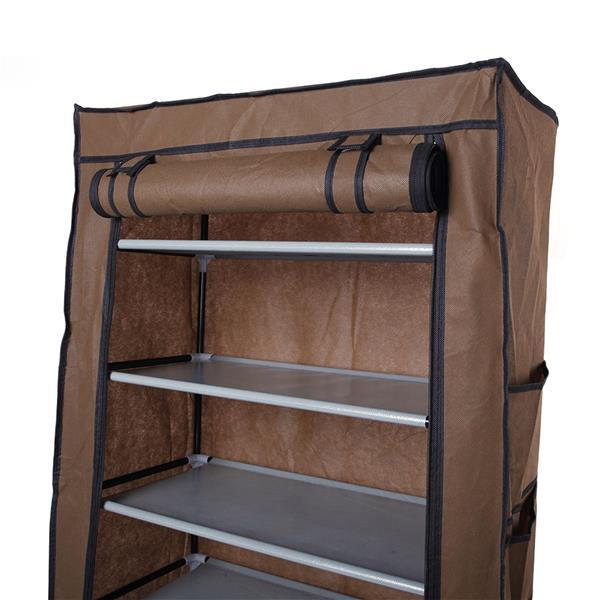 US Local 10 Layers Of 9-grid Non-woven Fabric Shoe Cabinet In Coffee Color