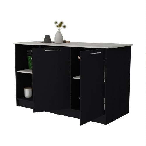 US Local Black And Onyx Double Door Cabinets Kitchen Island