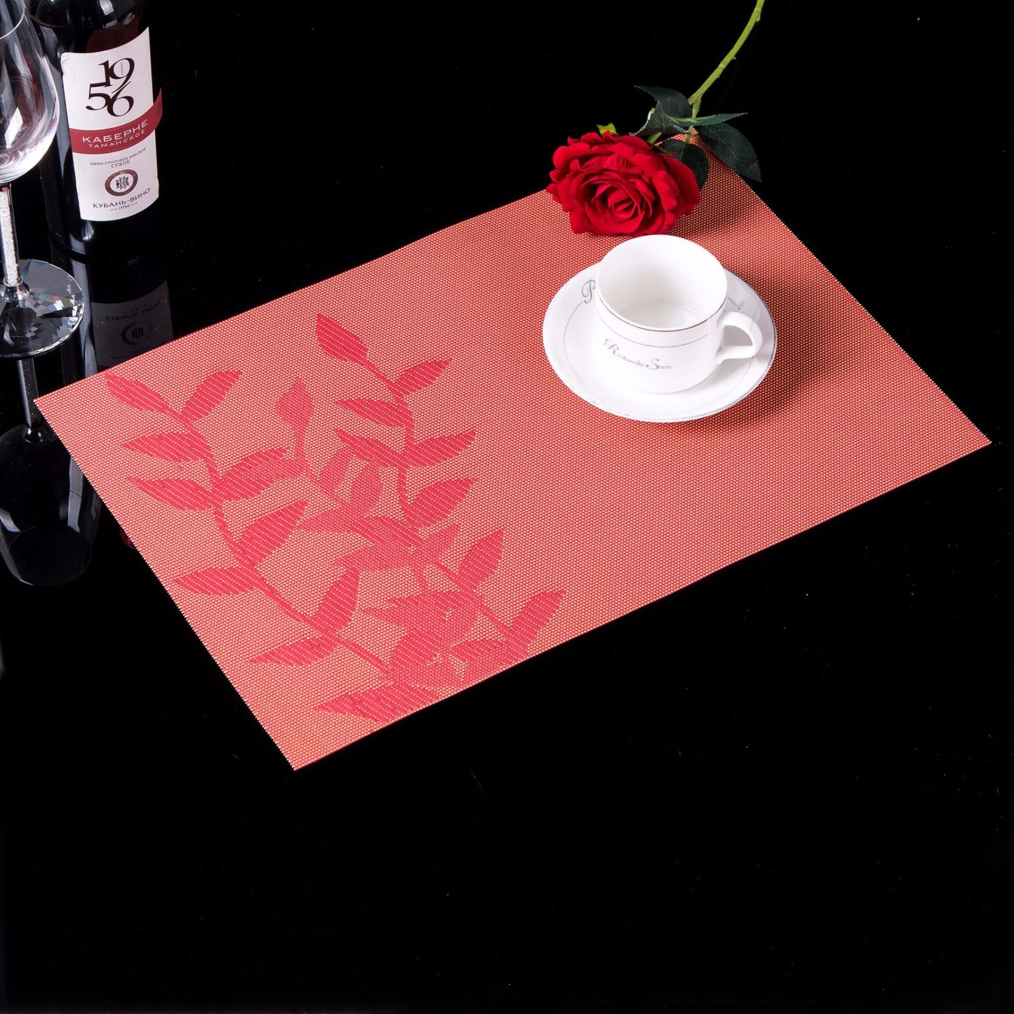 PVC Western-style Placemat Water Plants Leaves Insulation Placemat