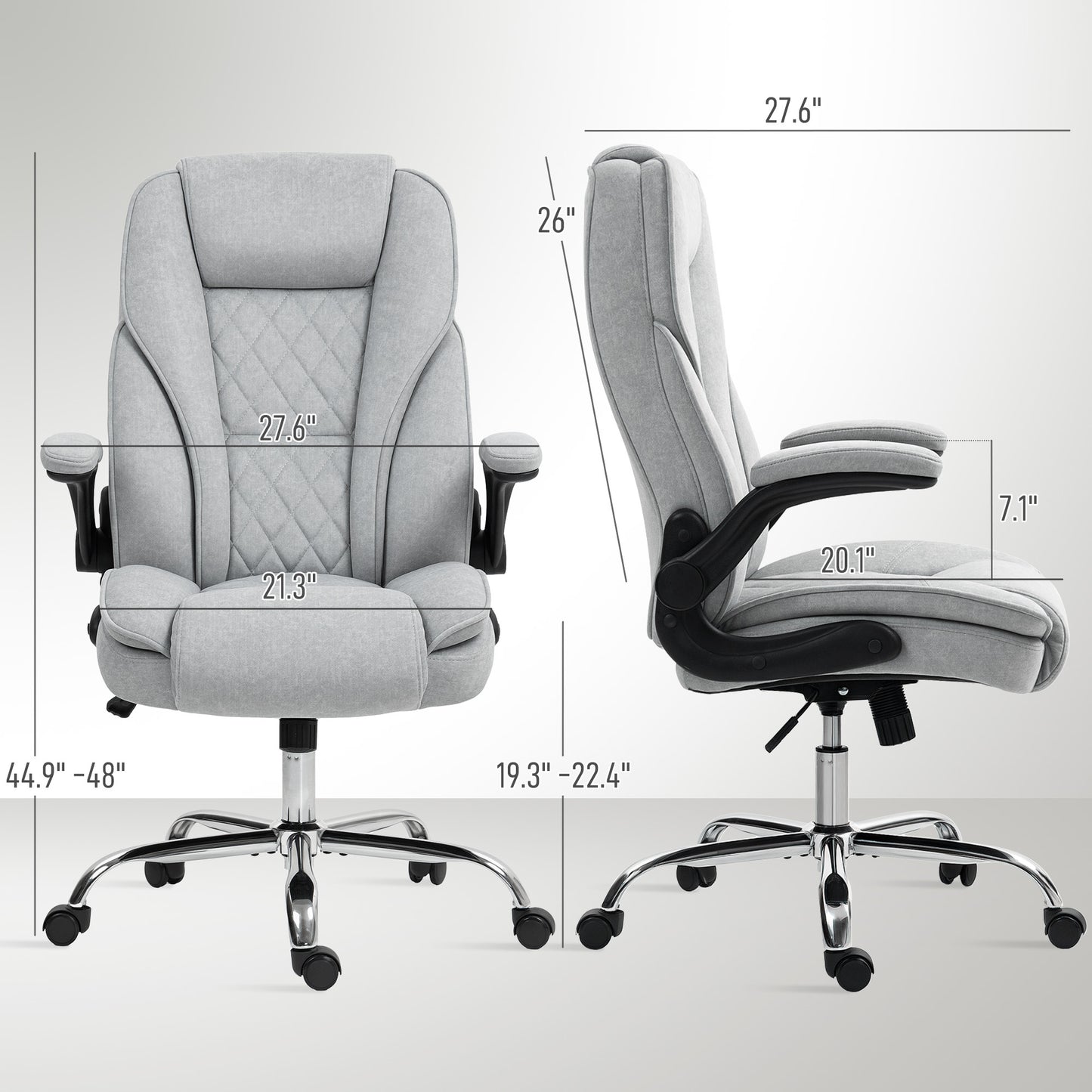 US Local Executive Office Chair, Desk Chair With Flip-up Armrest, Diamond Fabric Computer Chair For Home Office, Gray