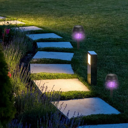 US Local 4 Pack Solar Powered Mosquito Zapper Outdoor Insect Killer Torch Waterproof Bug Zapper With UV Light White Light For Yard Garden Farm Patio