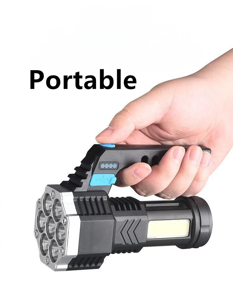 UK Local 7 LED Flashlight COB Torch Rechargeable Side Light USB Charging 4 Modes Waterproof Work Light