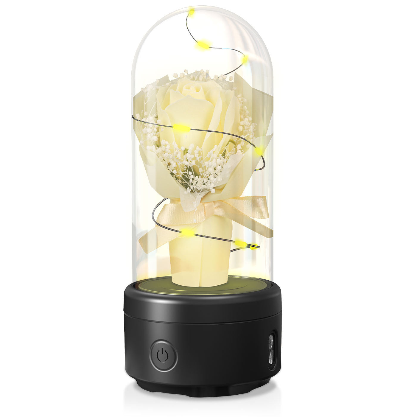 USA Local Creative 2 In 1 Bouquet LED Light And Bluetooth-compatible Speaker Mother's Day Gift Rose Luminous Night Light Ornament In Glass Cover