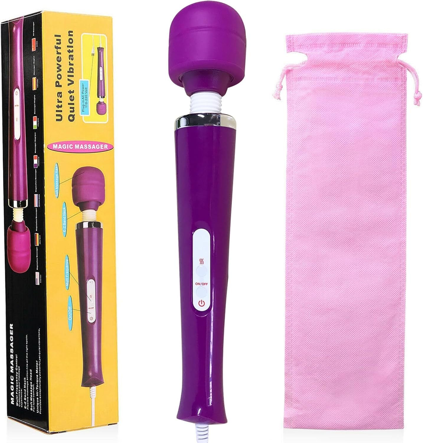 US Local Handheld Massager 20 Speed Wand Vibrating Massage Magic Full Body Therapy Motor