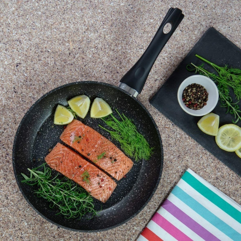 UK Local Non Stick Black Frying Pan Ceramic PTFE Coated For Gas Electric Induction
