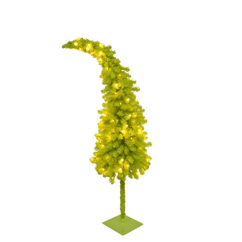 US Local 5FT Hinged Fir Artificial Fir Bent Top Christmas Tree, Xmas Tree Bendable Santa Hat Style Christmas Tree Holiday Decoration,400 Branch Tips, LED Lights X-mas