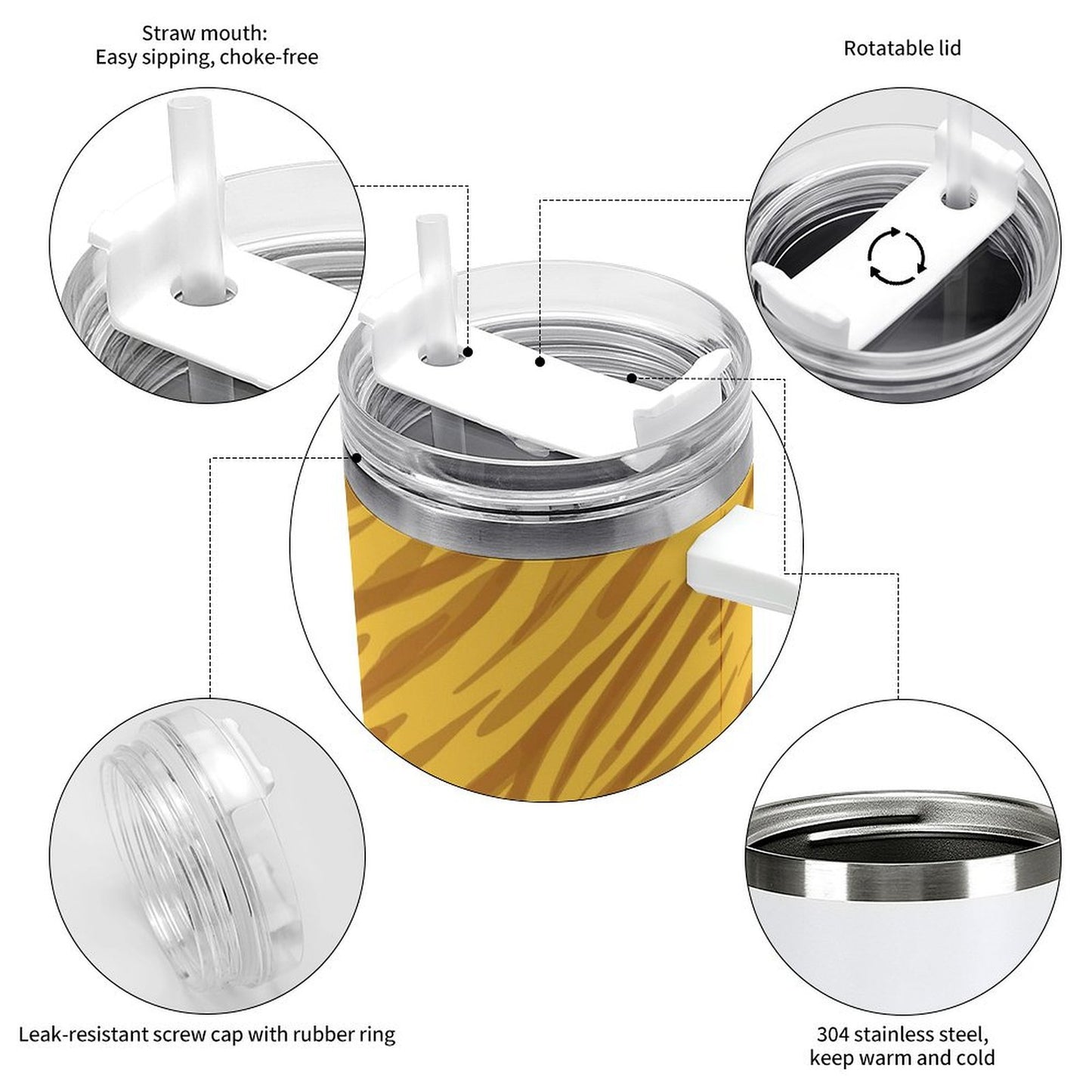 PHDT00225 POD US Local Tumbler 40 oz Large Capacity Car Cup Animal Tiger Stripes