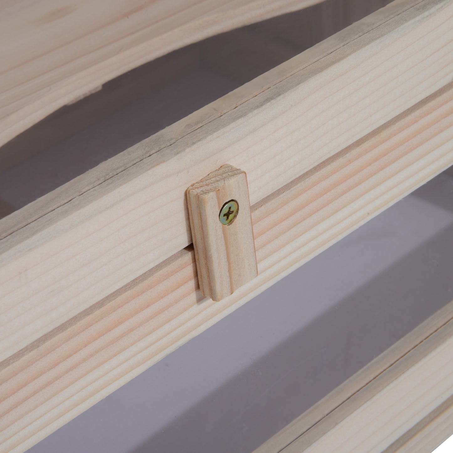 US Local 2-Tier Hamster Habitat Openable Top Front Door Shelf Ladder Stable Fir Wood Frame Nature Wood