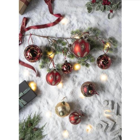US Local D3.9 Christmas Ball Ornaments, Glass Decorative Hanging Ball Christmas Tree Ornaments For Holiday Party Decorations, Set Of 6