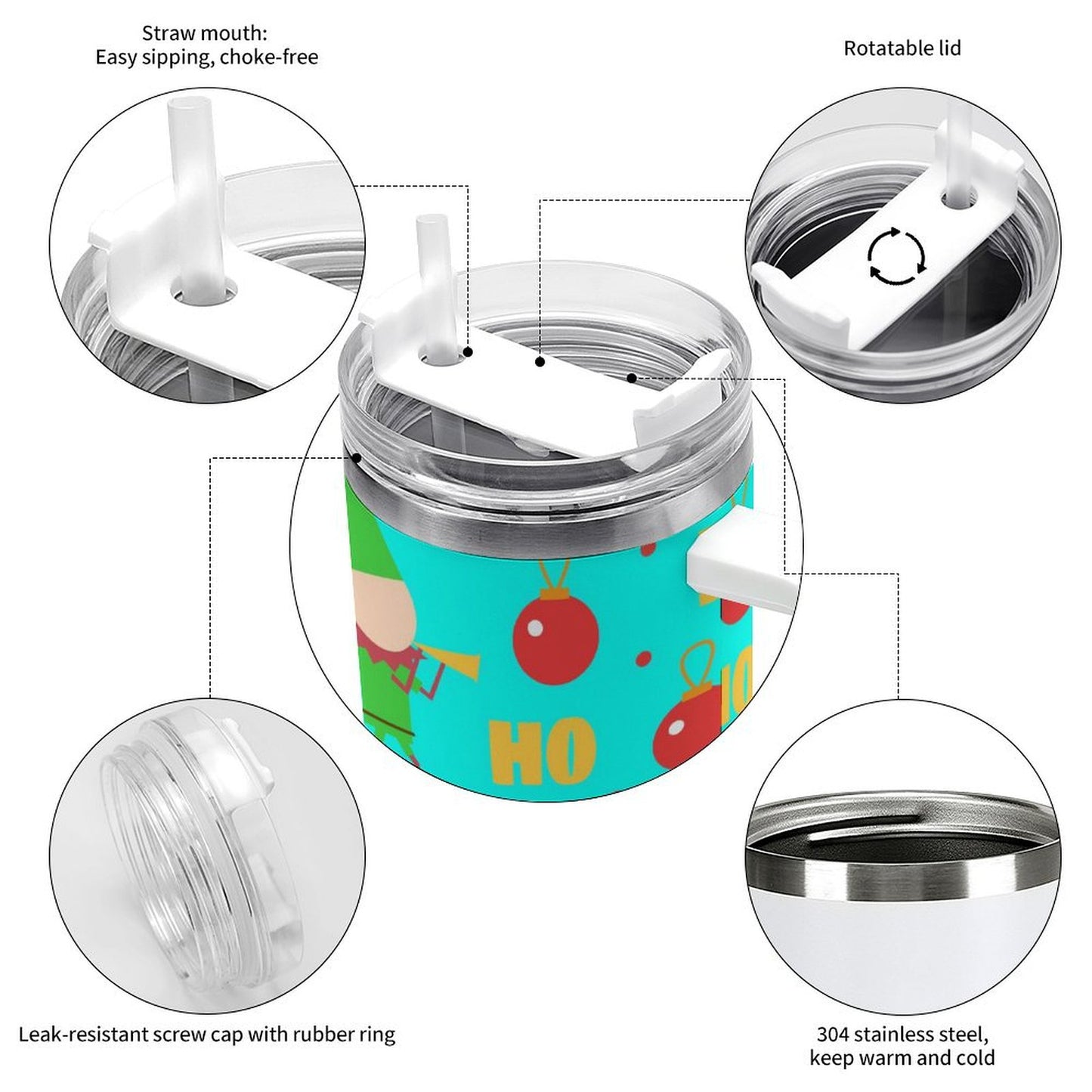 PHDT00289 POD US Local Tumbler 40 oz Large Capacity Car Cup Christmas Elf Green