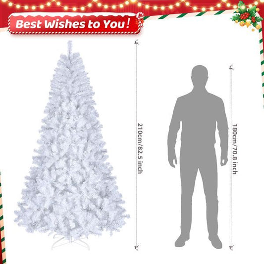 US Local FCH 7ft 1346 Branches Automatic Tree Structure PVC Material 500 Lights Cool Color 8 Modes Christmas Tree White