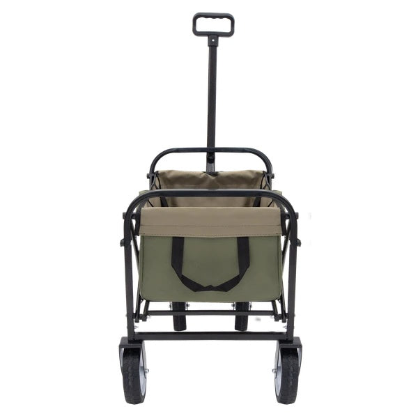 US Local Collapsible Foldable Wagon Cart With Strapping System, Beach Wagon , Utility Cart , Utility Wagon Grocery Cart For Camping Shopping Sports Gardeing Fishing Supports 225lbs ,All-Terrain Wheels Green