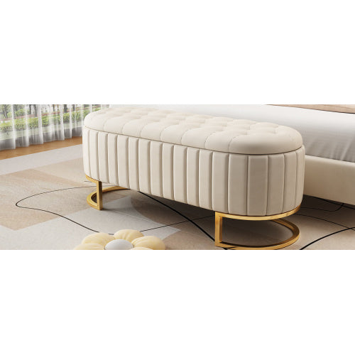 US Local Elegant Fabric Velvet Storage Footstool