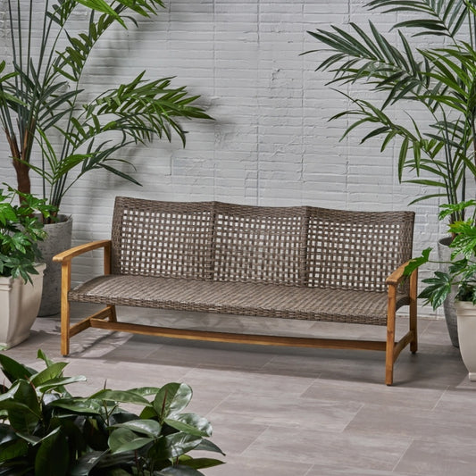 US Local HAMPTON WOOD WICKER 3 SEATER