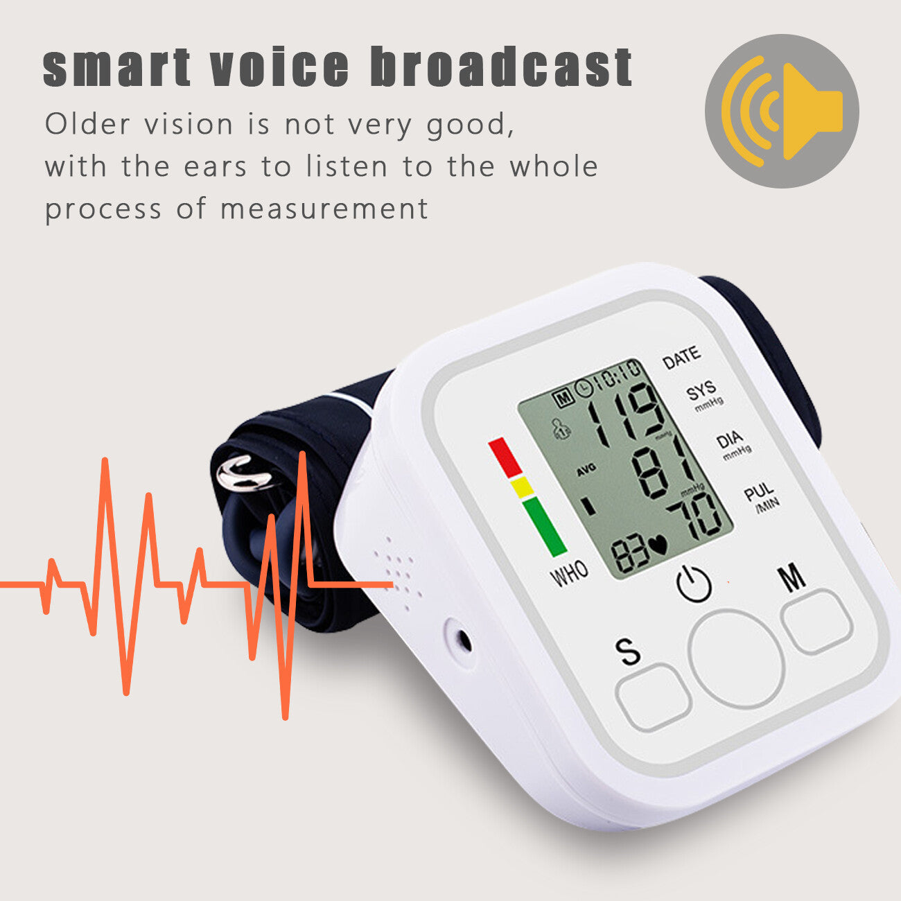 UK Local Automatic Upper Arm Blood Pressure Monitor Pulse Meter BP Machine Voice Talking