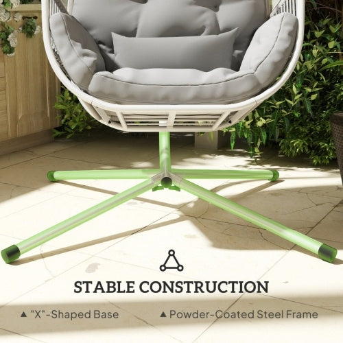 UK Local Outsunny Hanging Egg Chair Outdoor Indoor, Swing Hammock Chair With Stand, Cushions, Lumbar Pillow, Adjustable Height And Steel Frame For Garden Patio Lounge Porch, Light Grey