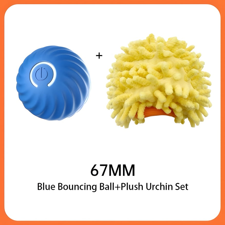 US Local Interactive Bouncing Ball For Dogs,Automatic Smart Toy, Self-moving Rotating Stimulating Pet Entertainment, Noise-Reducing Urchin Cover,USB Rechargeable Dog Toy, Dog Electric Interactive Toy