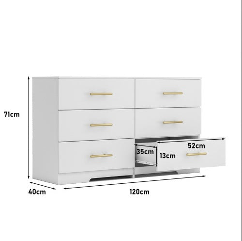 US Local Large White Six Drawer Cabinet