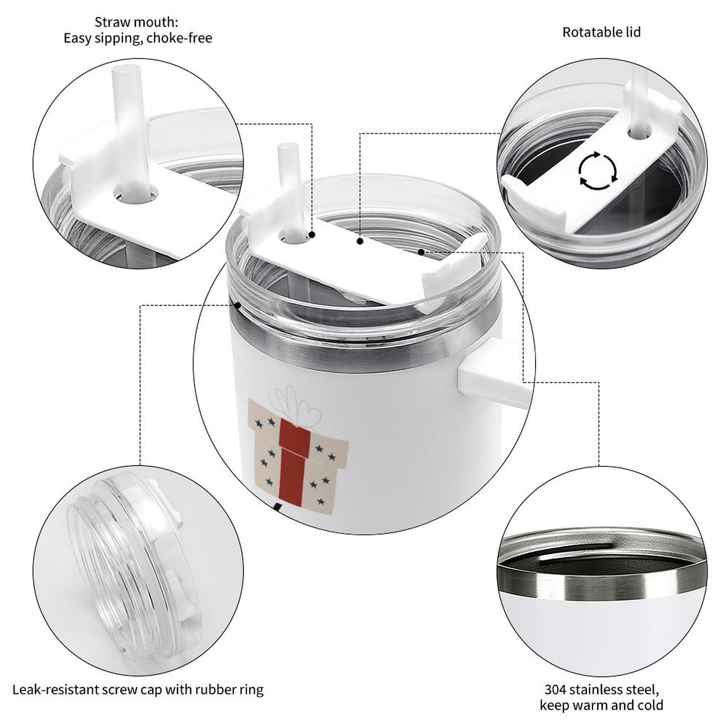 PHDT00208 POD US Local Tumbler 40 oz Large Capacity Car Cup Christmas Pendant, Red