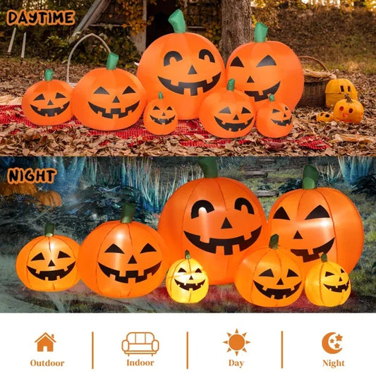 US Local LED String Lights 7pcs Pumpkin Inflatable Halloween Decoration