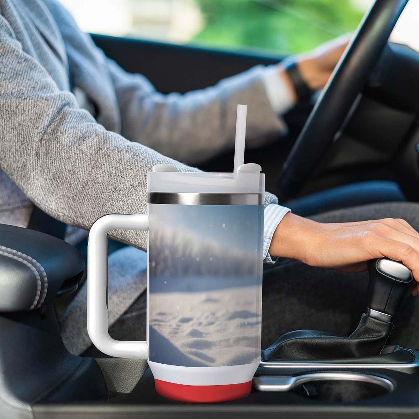 USA Local Large Capacity Car Cup Xmas Penguin_7 Red 40oz