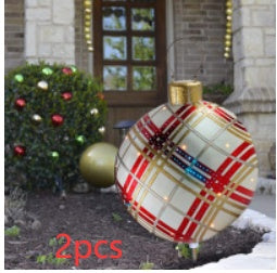 US Local Christmas Ornament Ball Outdoor Pvc 60CM Inflatable Decorated Ball PVC Giant Big Large Balls Xmas Tree Decorations Toy Ball