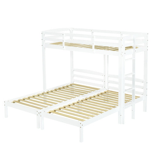 UK Local Bunk Bed Triple Sleeper With Side Ladder For Children And Teens 3FT, White 90x190cm,90x200cm Mattress Not Included