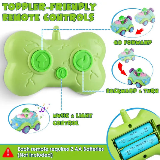 US Local 2Pack Dinosaur Remote Control Cars For Toddlers Rechargeable RC Cars With Light Music Birthday Gift For Boys Girls Aged 3 4 5 6 Years Old