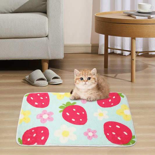 US Local Cute Strawberry Flower Bath Mat, Green Bathroom Rugs Bathroom Accessories, Funny Colorful Non Slip Floor Bath Rug Machine Washable Absorbent Door Mats Tub Shower Bath Rug For Girls Clearance