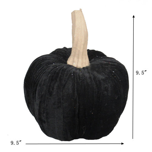 US Local 9.5 Black Velvet Pumpkin Large, For Holiday Halloween Decor