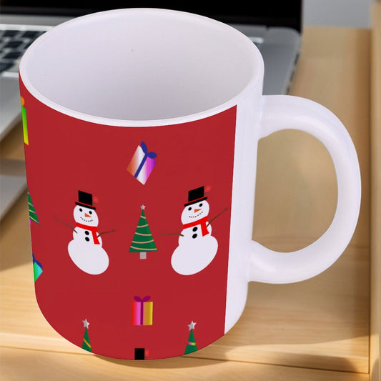 POD US Local White mug with full print, Christmas Red 0042