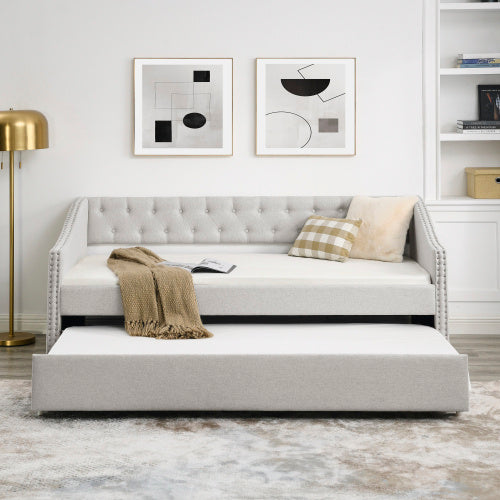 US Local The Double Sofa Bed Has A Double Roller Upholstered Tufted Sofa Bed