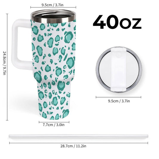 PHDT00382 POD US Local Tumbler 40 oz Large Capacity Car Cup Green Leopard