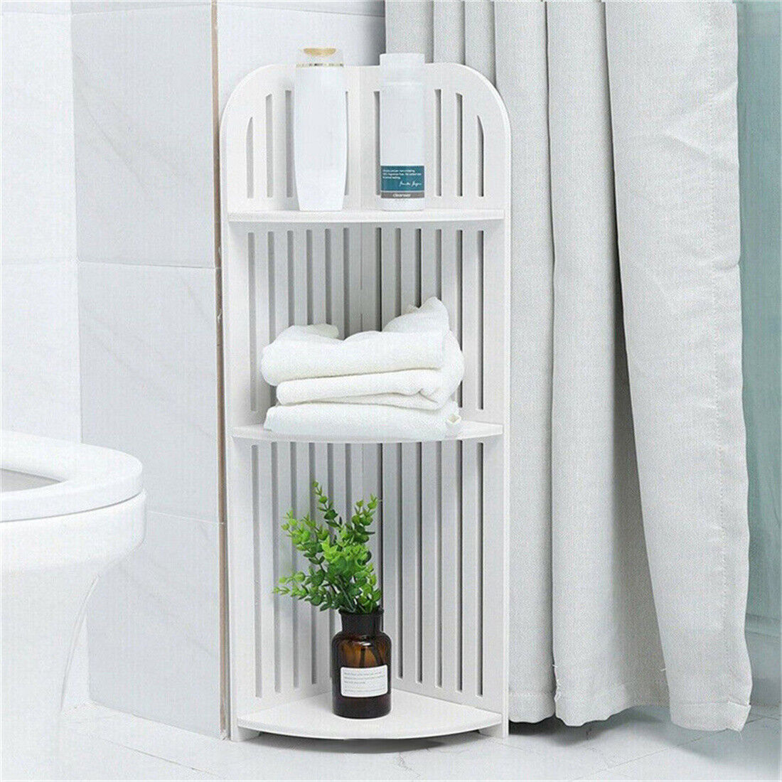 UK Local 3 Tier Corner Bath Shelf Shower Caddy Storage Rack Unit Organiser Stand White UK