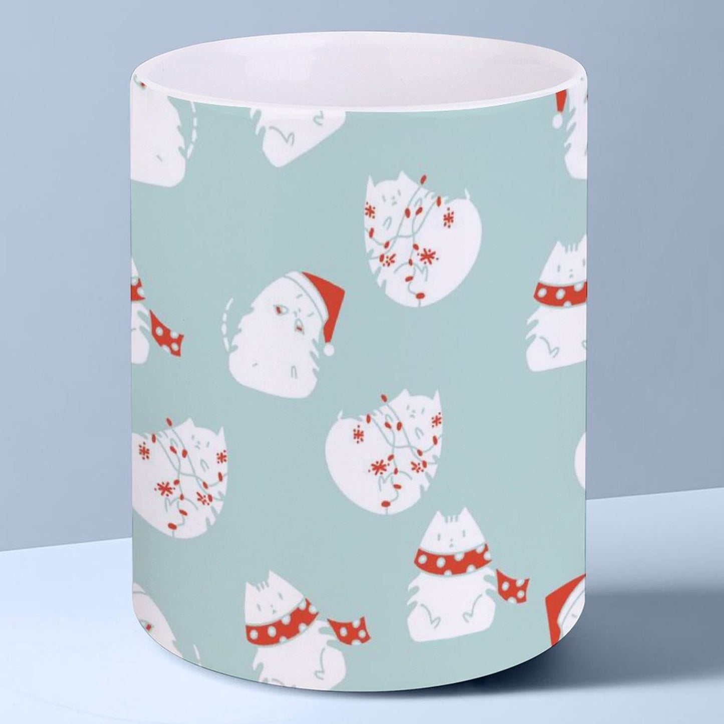 POD US Local White mug with full print, Christmas Cat 0030