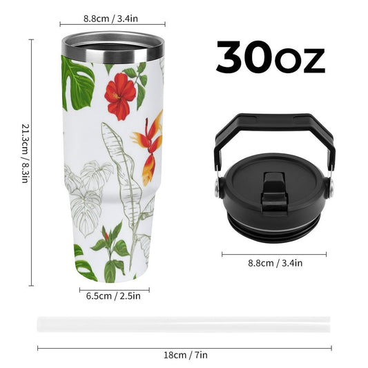 POD US Local Tumbler 30oz Large Capacity Car Cup Tropical, Flower, Leafy, Casual Style